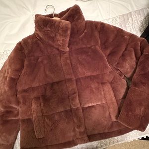 AF faux fur mini puffer